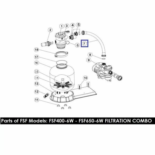 Шланг подключения фильтрационной установки Emaux с муфтами FSF400 89032103 11876 фото