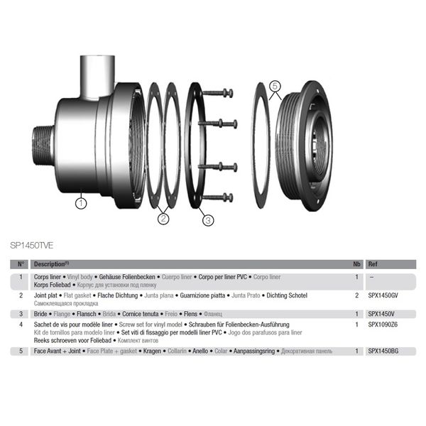 Форсунка гидромассажа Hayward Turbo Jet SP1450TVE лайнер (50 мм) 16130 фото