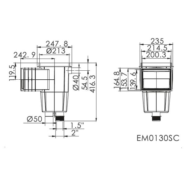 Скиммер Emaux EM0130-SC Standart (под бетон) квадратная крышка 16787 фото