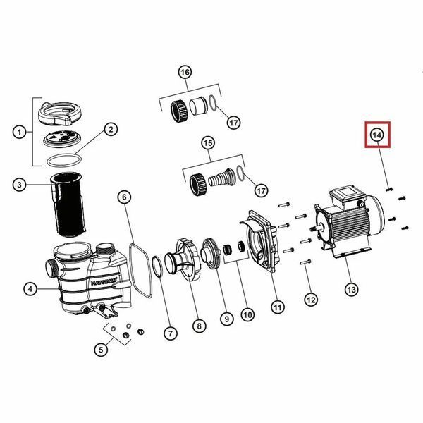 Комплект болтов электродвигателя Hayward, 4 шт (SPX8100Z1) 20777 фото
