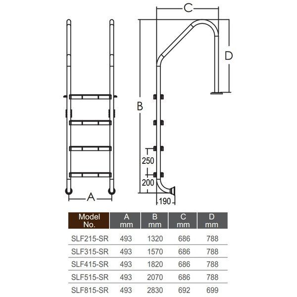 Сходи SLF315-S -STANDARD 3 ст фланець, без антиковзких накладок 25997 фото