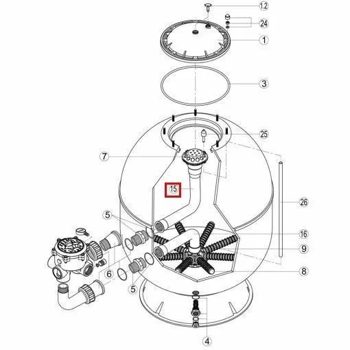 Коліно колектора для фільтра Kripsol AK640 (RRFI0015.01R) 22417 фото