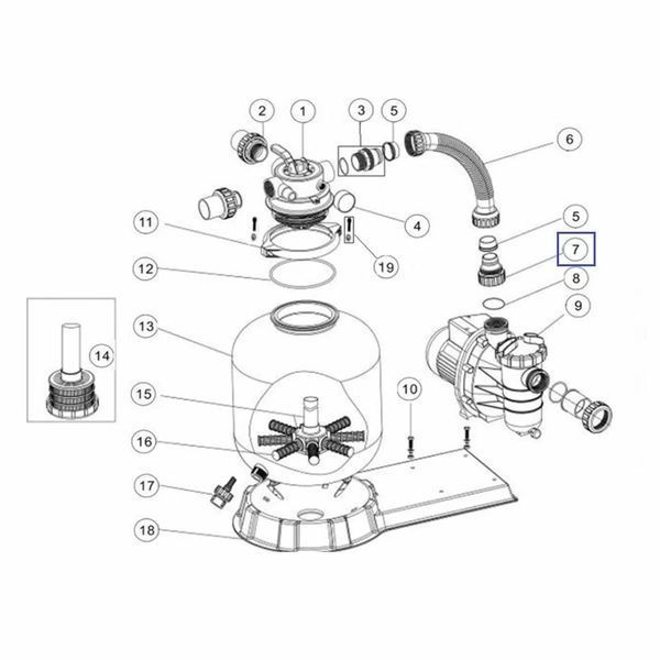 Гайка с муфтой для фильтров Emaux серии FSU/FSP/FSF (1013049) 18679 фото