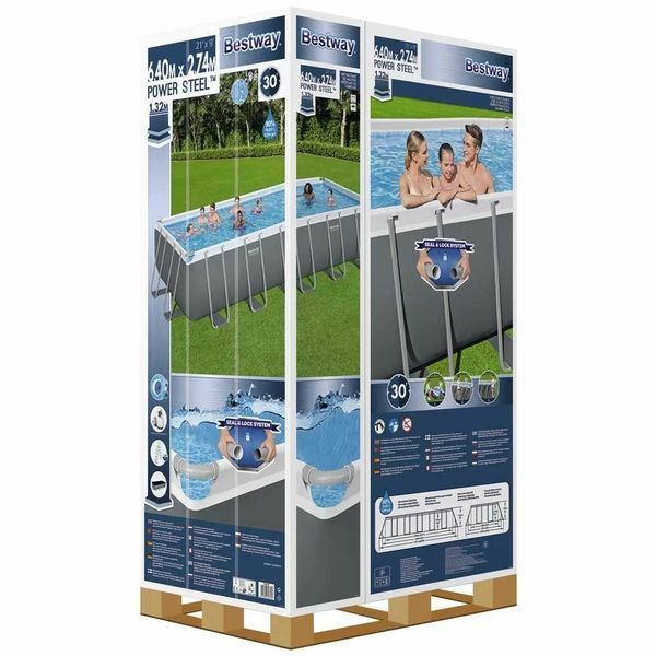 Каркасный бассейн Bestway 5612B (640х274х132 см) с песочным фильтром, лестницей и тентом 25301 фото