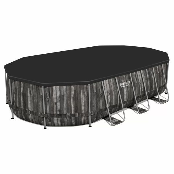 Каркасний басейн Bestway Wood Style 5611R (610х366х122 см) з картриджним фільтром, драбиною та тентом 25298 фото