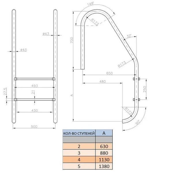 Лестница Kripsol Standard IP 5.D (5 ступ.) 23114 фото