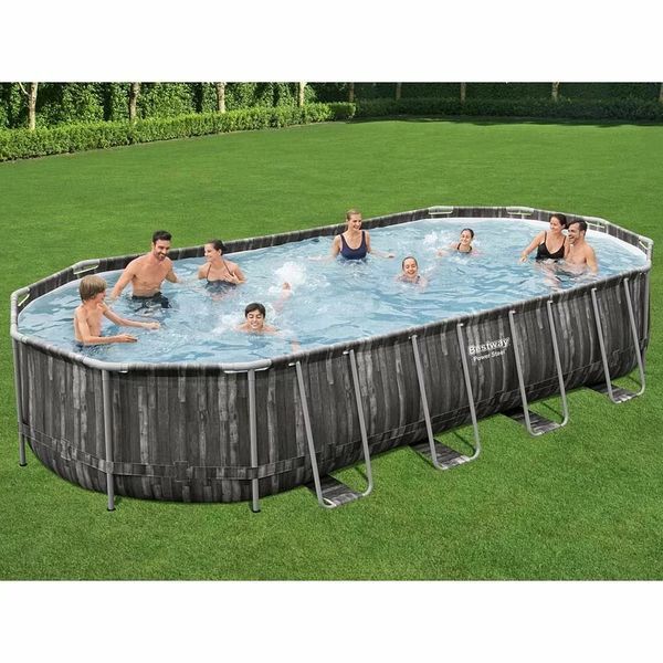 Каркасний басейн Bestway Wood Style 5611T (732х366х122 см) з картриджним фільтром, драбиною та тентом 25299 фото