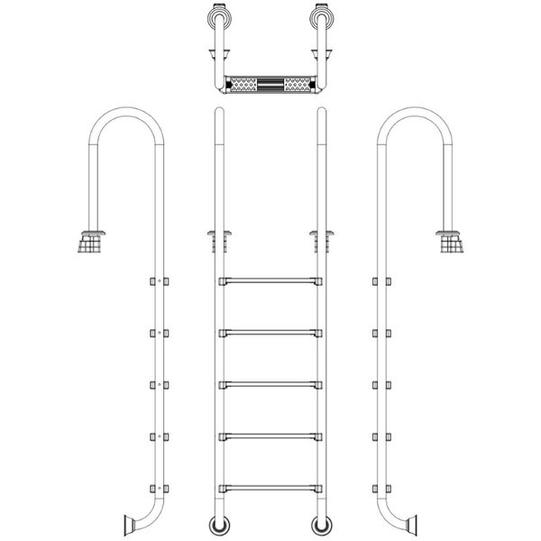 Лестница для бассейна Emaux Muro NMU515-SR (5 ступеней), AISI-304 12418 фото