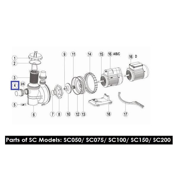 Муфта накидная для насосов Emaux серии SC, SS, ST, SD 11847 фото