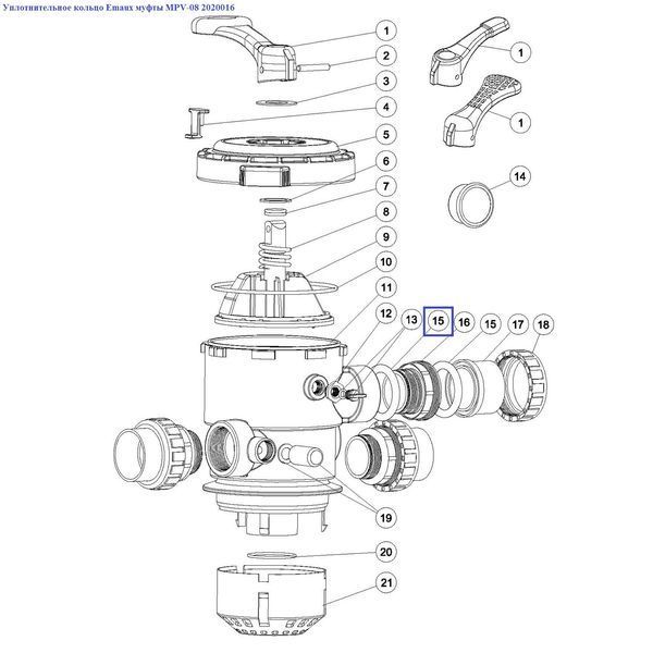 Уплотнительное кольцо Emaux муфты MPV-08 2020016 16096 фото