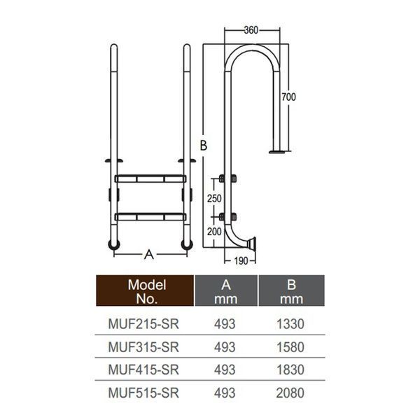 Сходи Emaux Muro MUF515-SR (5 сходинок) 20536 фото