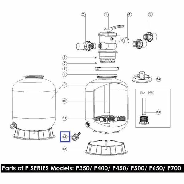 Дренажный клапан для фильтров Emaux&nbsp;серии MFV, MFS, P, SP (89011601) 7448 фото