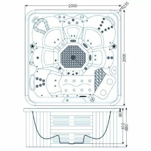 Гидромассажный бассейн IQUE Corsica 2000-CFL (200х200х89 см) 6859 фото