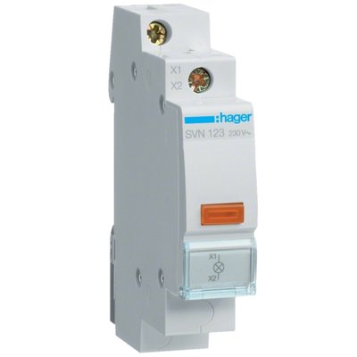 Индикатор Hager SVN123 LED 230 В, желтый, 1 модуль 28268 фото