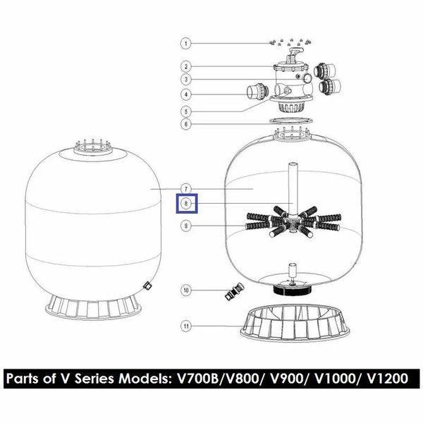 Дюзова коробка в комплекті з трубою для фільтра Emaux V700B (89010611) 18527 фото