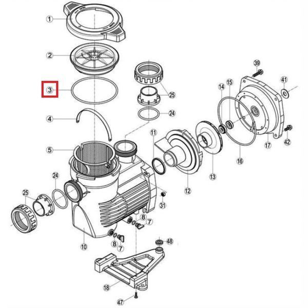 Ущільнююче кільце кришки префільтра насоса Hayward K-FLO (RPUM0003.09R) 24165 фото
