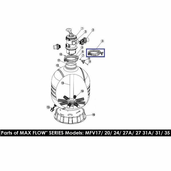 Хомут крепления 6-ти поз кран для фильтров Emaux серии MFV 89012512 7430 фото