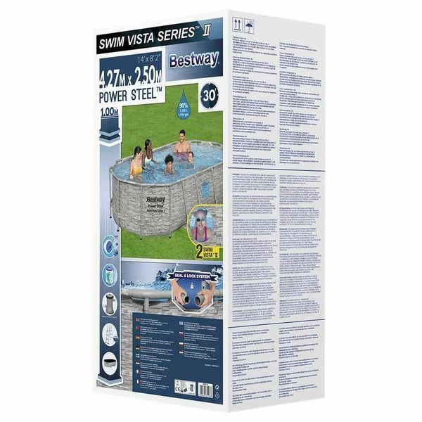 Каркасний басейн з ротанга Bestway 56714 (427х250х100) з картриджним фільтром 20837 фото