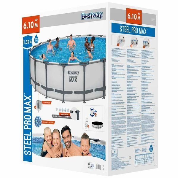 Каркасный бассейн Bestway 561FM (610х132 см) с картриджным фильтром, лестницей и тентом 34020 фото