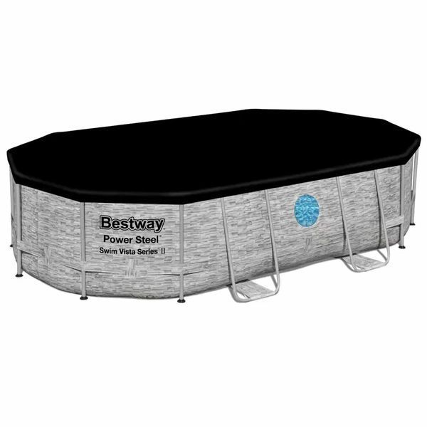 Каркасний басейн Bestway 56946 (488х305х107 см) з пісочним фільтром, драбиною та захисним тентом 22524 фото
