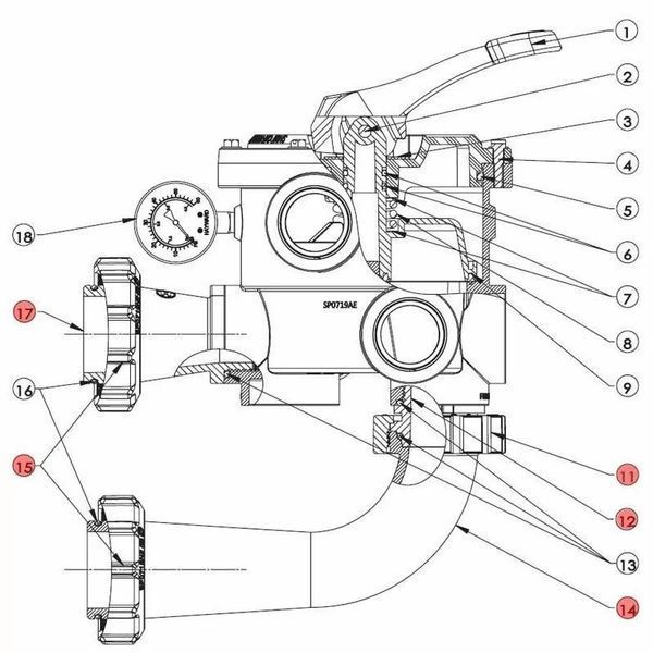 Комплект з'єднань для 6-ти поз. вентиля Hayward SPX0719KIT 26841 фото