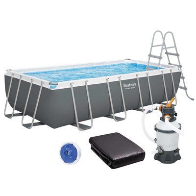 Каркасный бассейн Bestway 56671 (488х244х122 см) с песочным фильтром, лестницей и тентом 18201 фото