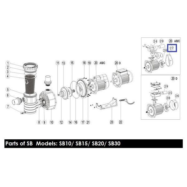 Крышка вентилятора насоса Emaux SB/SR20/30 (1031008) 11833 фото