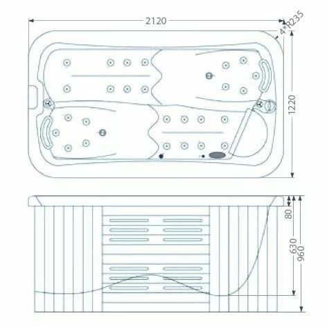 Гідромасажний басейн IQUE Capri 2100-CDL-BP (WiFi) (212х112х74) 6861 фото