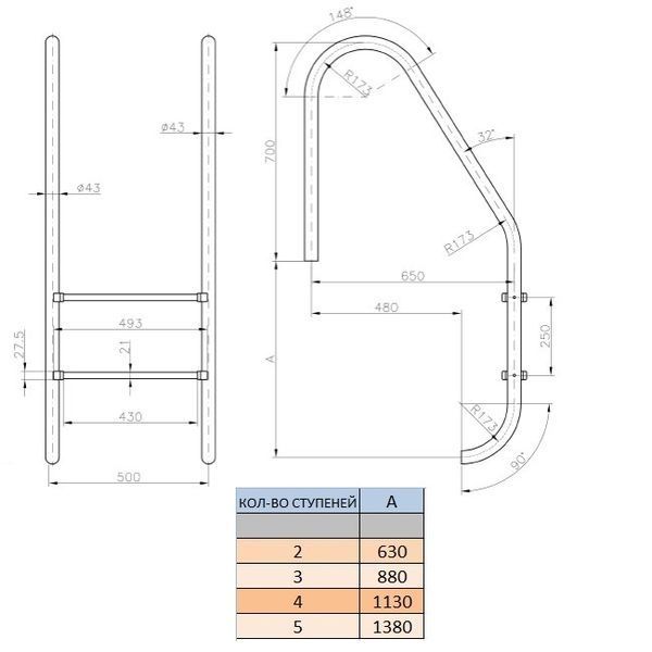 Сходи Kripsol Standard PI 3.D (3 сходинки) 6869 фото