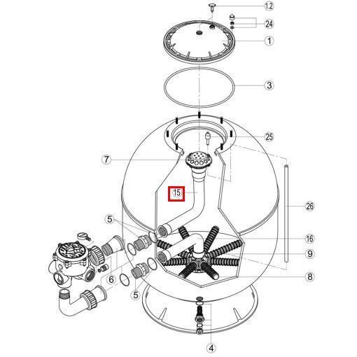 Коліно колектора для фільтра Kripsol AK760 RFD0410.61R 22418 фото