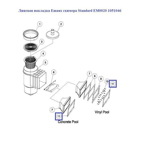 Лицевая накладка Emaux скимера Standard EM0020 1051046 11927 фото