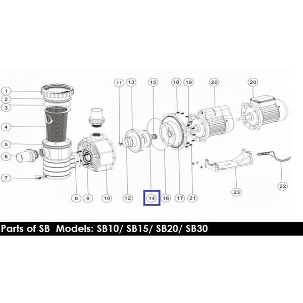 Крильчатка для насоса Emaux SB20/SR20 01311003 5056 фото