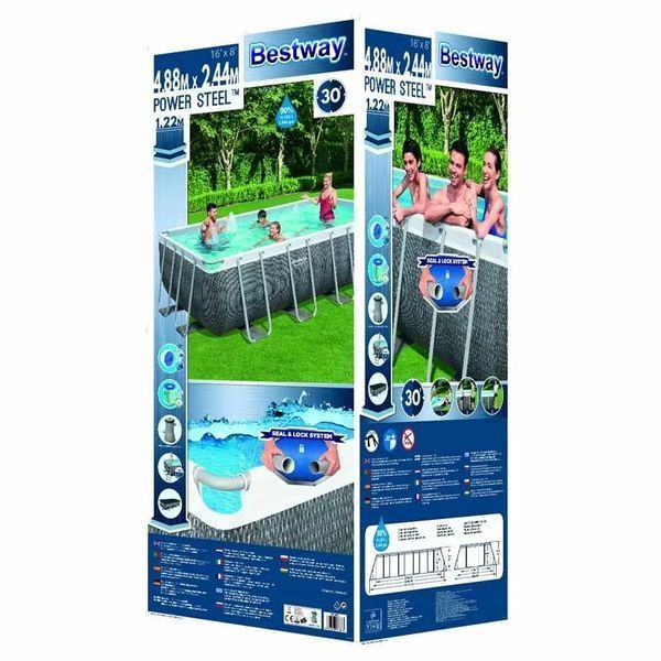 Каркасний басейн Bestway 56996 (488х244х122 см) з картриджним фільтром, драбиною та захисним тентом 22695 фото