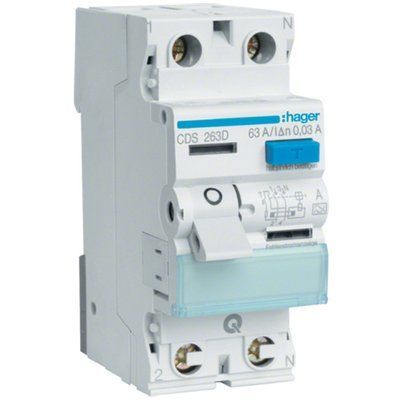 Дифреле (УЗО) Hager CDS263D 2-полюсное 6kA 63А 30mA тип А QC 28679 фото