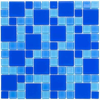 Мозаика стеклянная Aquaviva Cristall Dark Blue (23 - 48 мм) 17602 фото