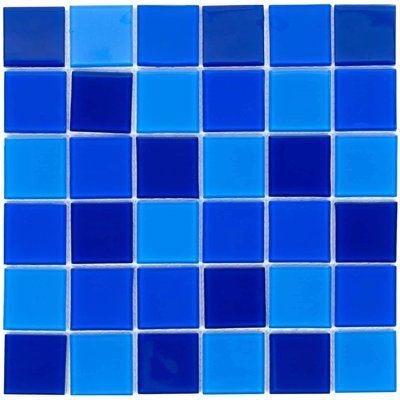 Мозаика стеклянная Aquaviva Cristall Dark Blue (48 мм) 17603 фото