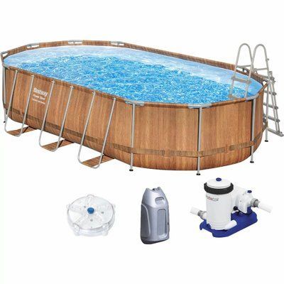 Каркасный бассейн Bestway 56719 (610х366х122 см) с гидромассажем, картриджным фильтром и лестницей 22705 фото