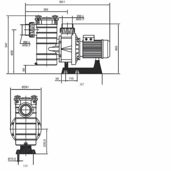 Насос Hayward HCP38303E KAP300 T1.B IE3 (380 В, 48 м3/год, 3 HP) 17311 фото