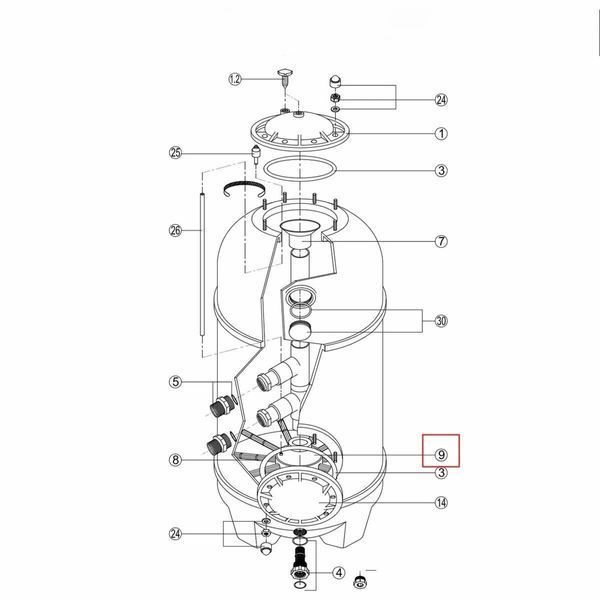 Колектор фільтра Kripsol SSB 640-900, RCFI0009.00R/RBS 091.A/RFD 0301.00R 18617 фото