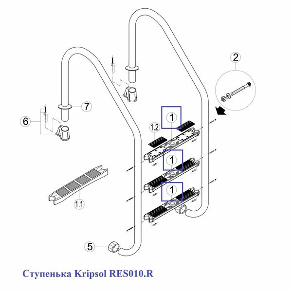 Ступенька Kripsol RES010.R 12445 фото