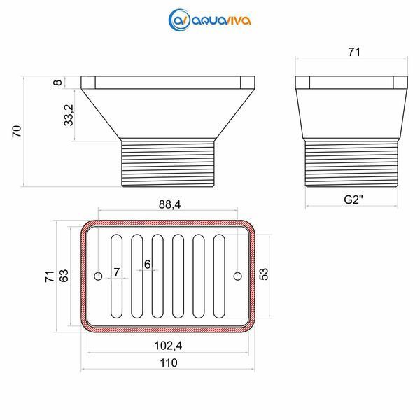 Форсунка всмоктуюча Aquaviva SP0029 для переливу, під бетон 25231 фото