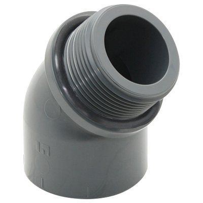 Угол переходной 45&deg; ПВХ Hidroten 1002152, наружная резьба, d32 мм, 1" 30673 фото