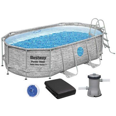 Каркасный бассейн Bestway 56714 (427х250х100 см) с картриджным фильтром, лестницей и защитным тентом 20837 фото