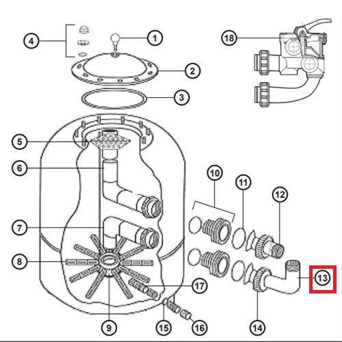 Муфта колено Hayward NCX2312062 для фильтра NC d500-600 мм 20618 фото