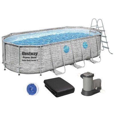 Каркасный бассейн Bestway 56716 (549х274х122 см) с картриджным фильтром, лестницей и тентом 20853 фото
