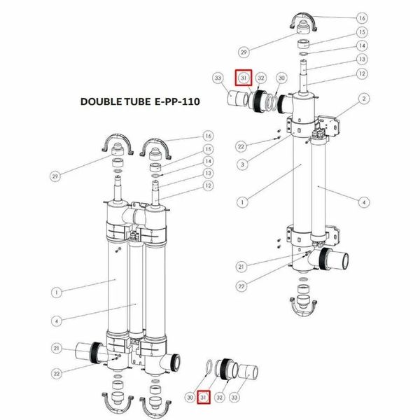 Муфта Elecro ABS 2/63 мм для УФ в сборе 3 секции 30113 фото