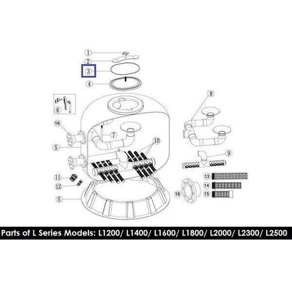 Гумова прокладка для кришки фільтра Emaux серії L1200-1800 02011155 7450 фото