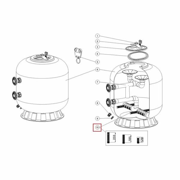 Дюзы для фильтра Emaux L1800-2000 (129 мм) 7458 фото