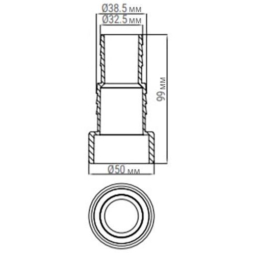 Соединитель шланга Emaux 91609006, клеевой (32/38х50 мм) 27328 фото