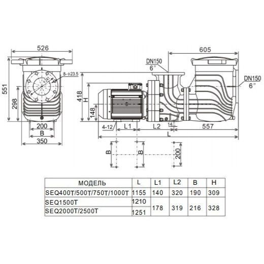 Насос Aquaviva LX SEQ1500 (380 В, 168 м3/год, 15 HP) 25554 фото